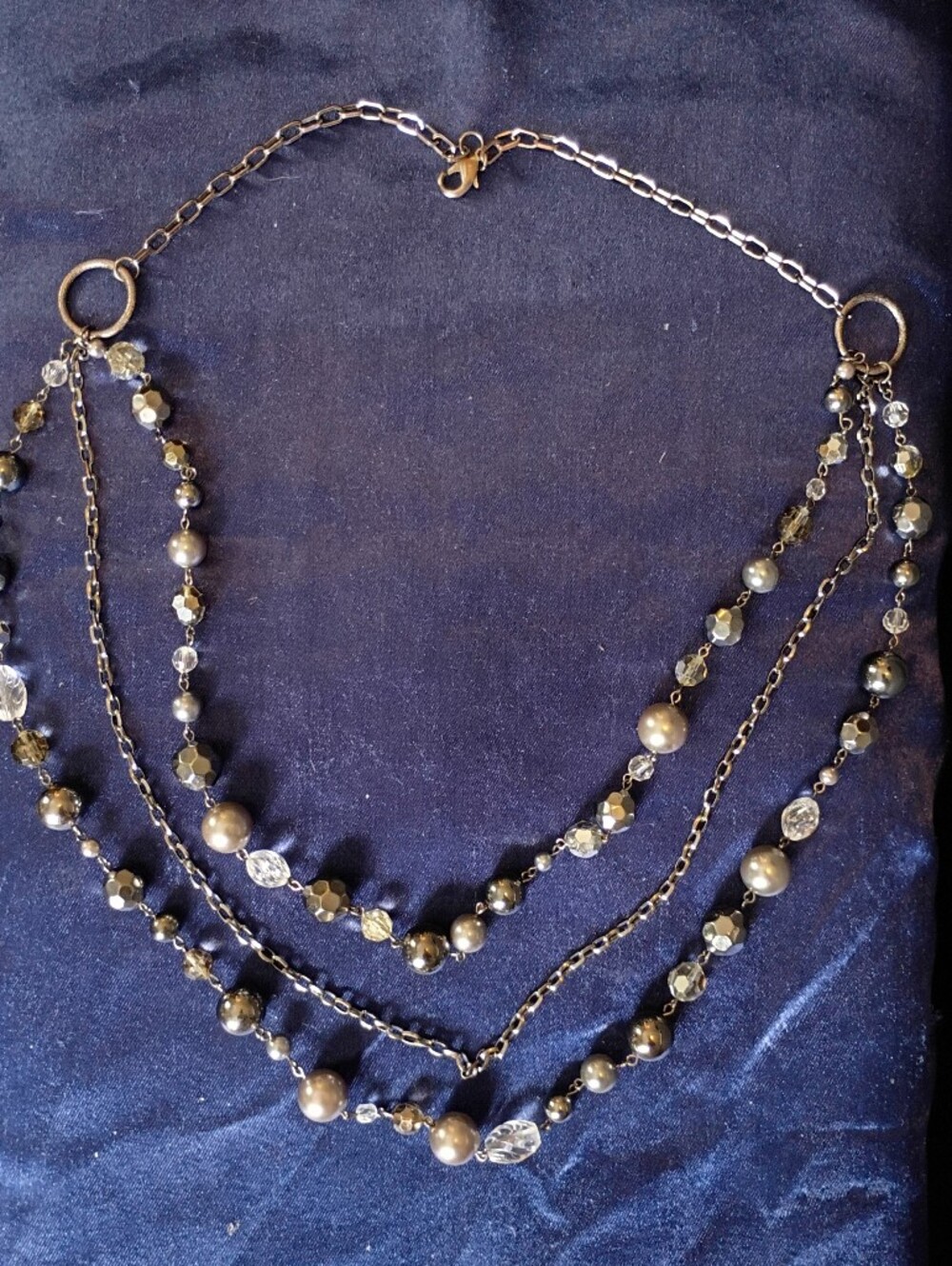 Layered Gray and Silver Beaded Women's Necklace - Brand Unspecified